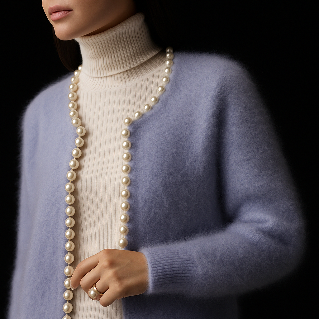 Women's Pearl-Trim Fuzzy Cardigan Sweater