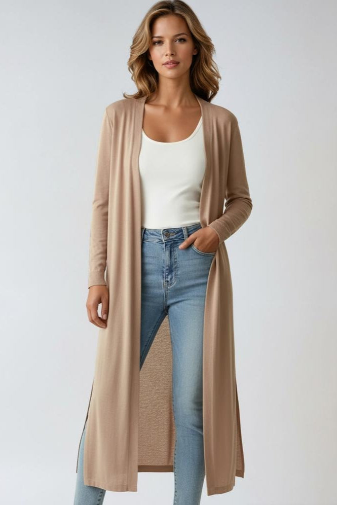Women's Long Open-Front Cardigan in Soft Style for Summer