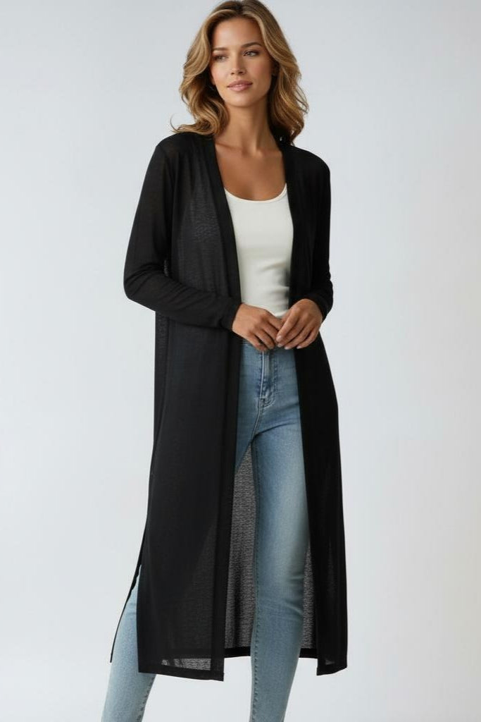 Women's Long Open-Front Cardigan in Soft Style for Summer