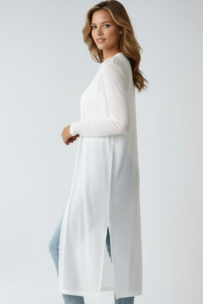 Women's Long Open-Front Cardigan in Soft Style for Summer