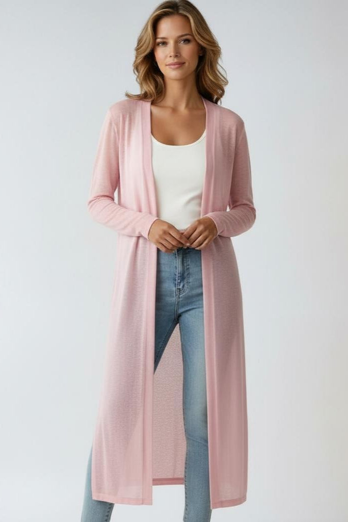 Women's Long Open-Front Cardigan in Soft Style for Summer