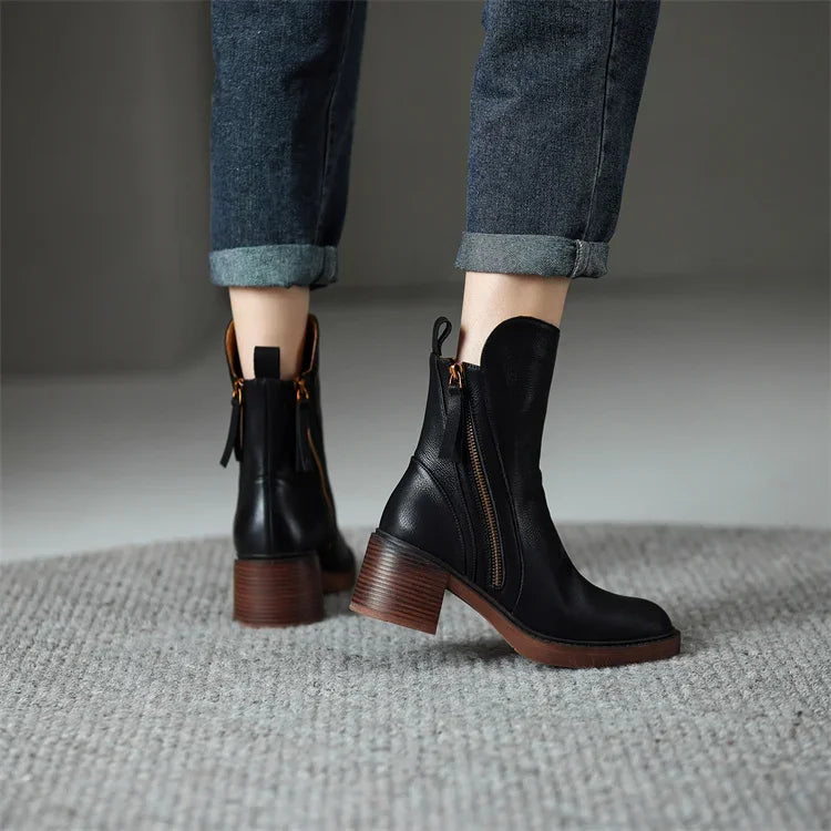 Women's Zip-Up Platform Ankle Boots