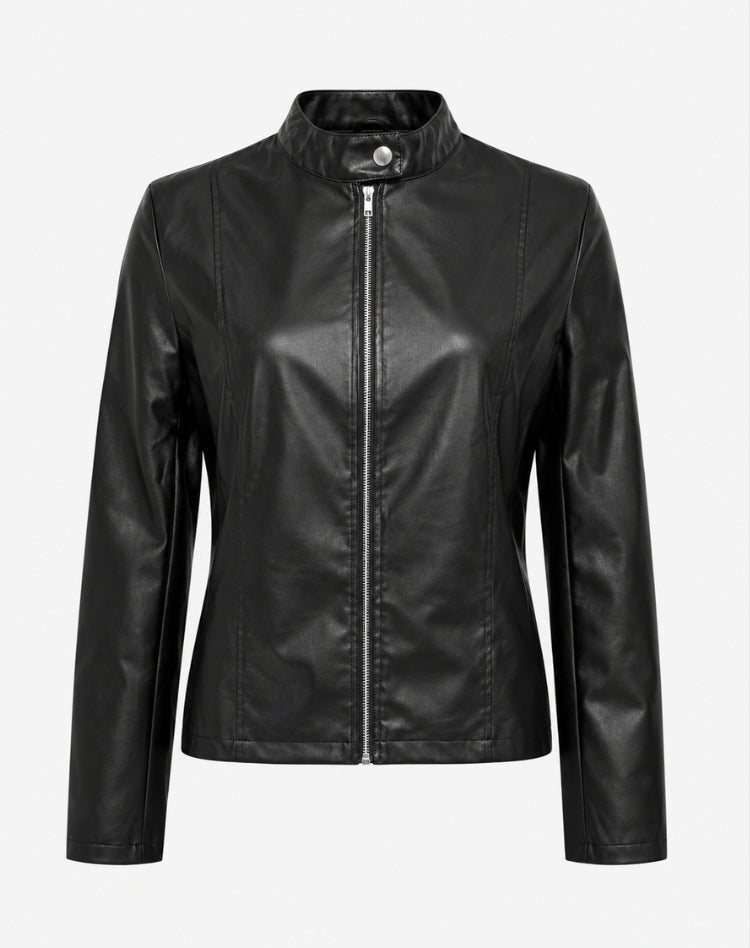 Women's Sleek Leather Winter Jacket