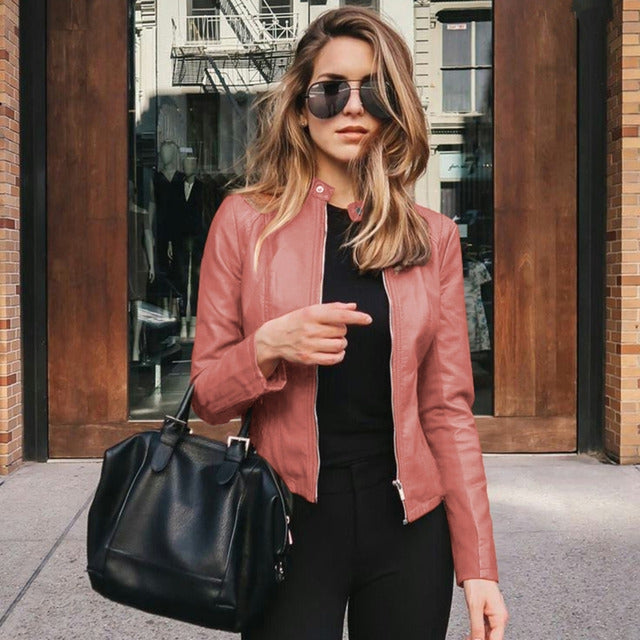 Women's Sleek Leather Winter Jacket