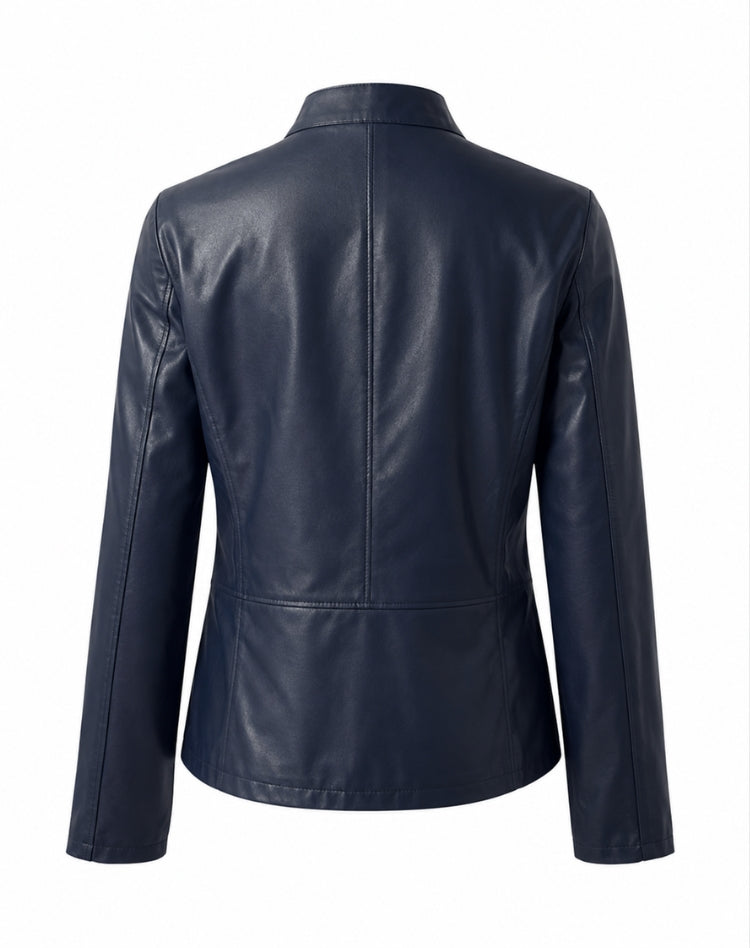 Women's Sleek Leather Winter Jacket