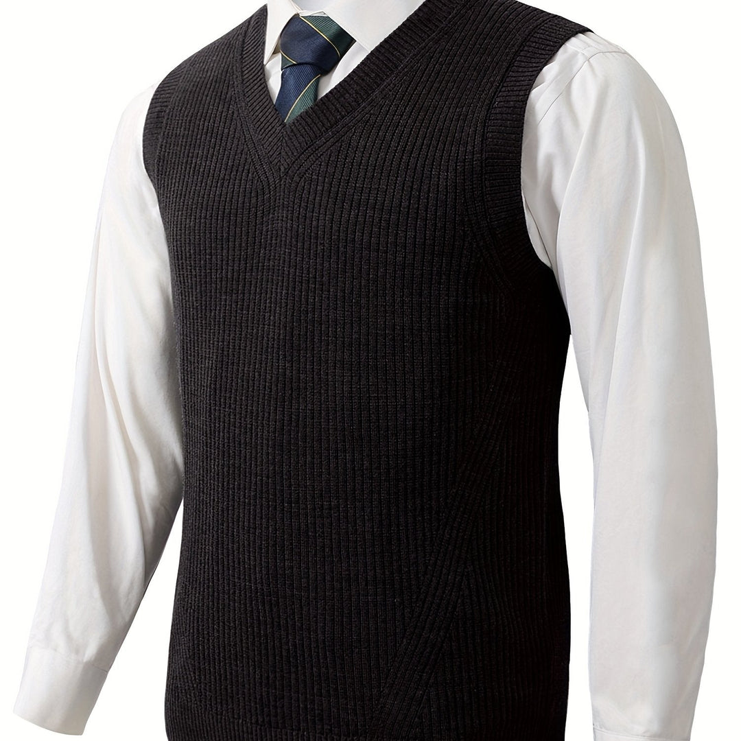 Men's Ribbed V-Neck Sweater Vest