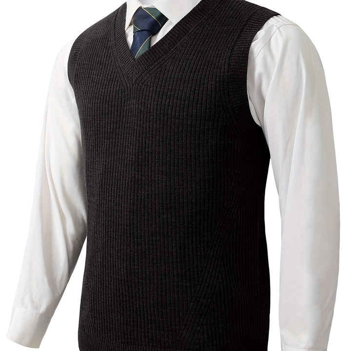 Men's Ribbed V-Neck Sweater Vest