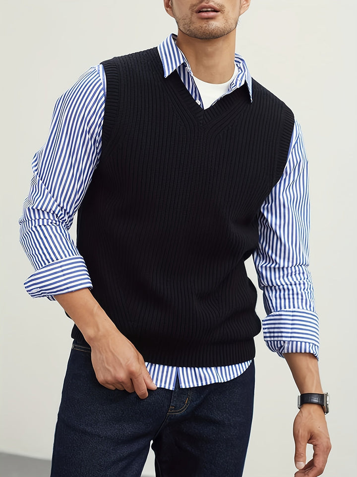 Men's Ribbed V-Neck Sweater Vest