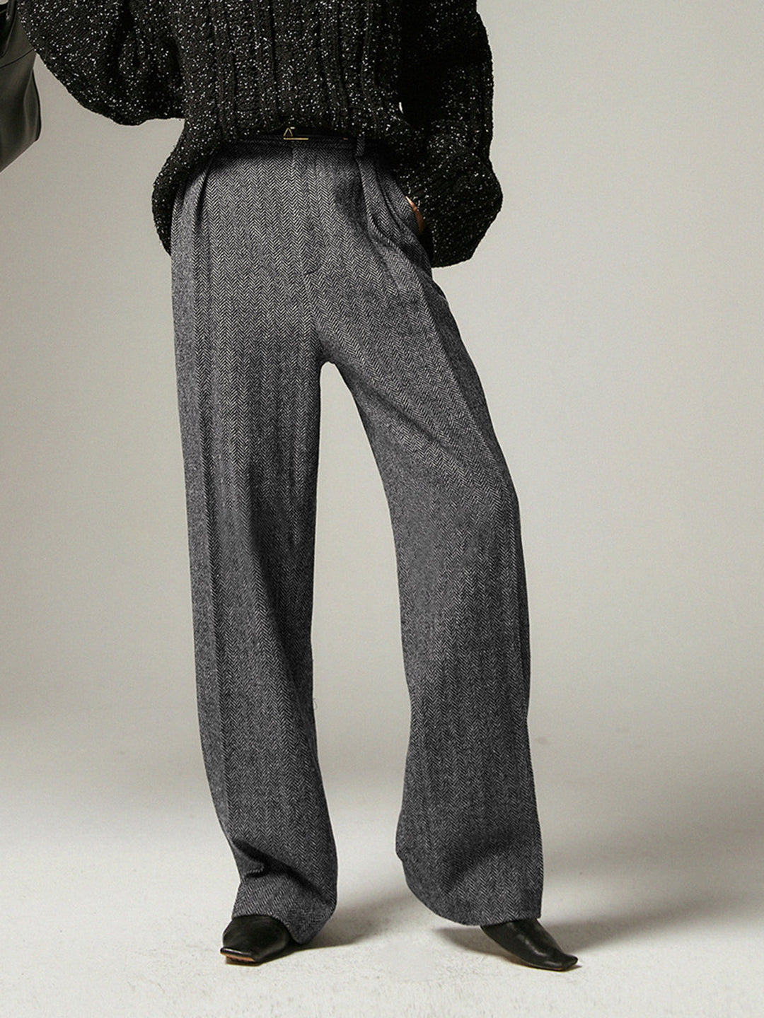 Alessia | Women's Grey Wide Leg Trousers