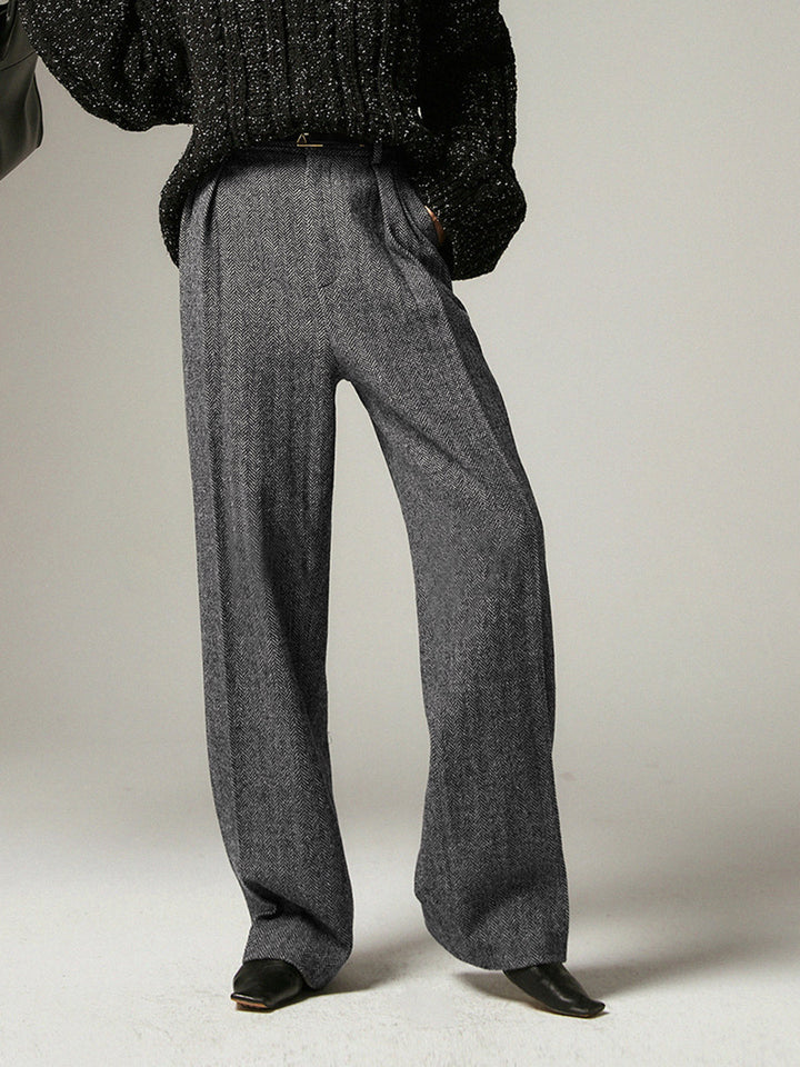 Alessia | Women's Grey Wide Leg Trousers