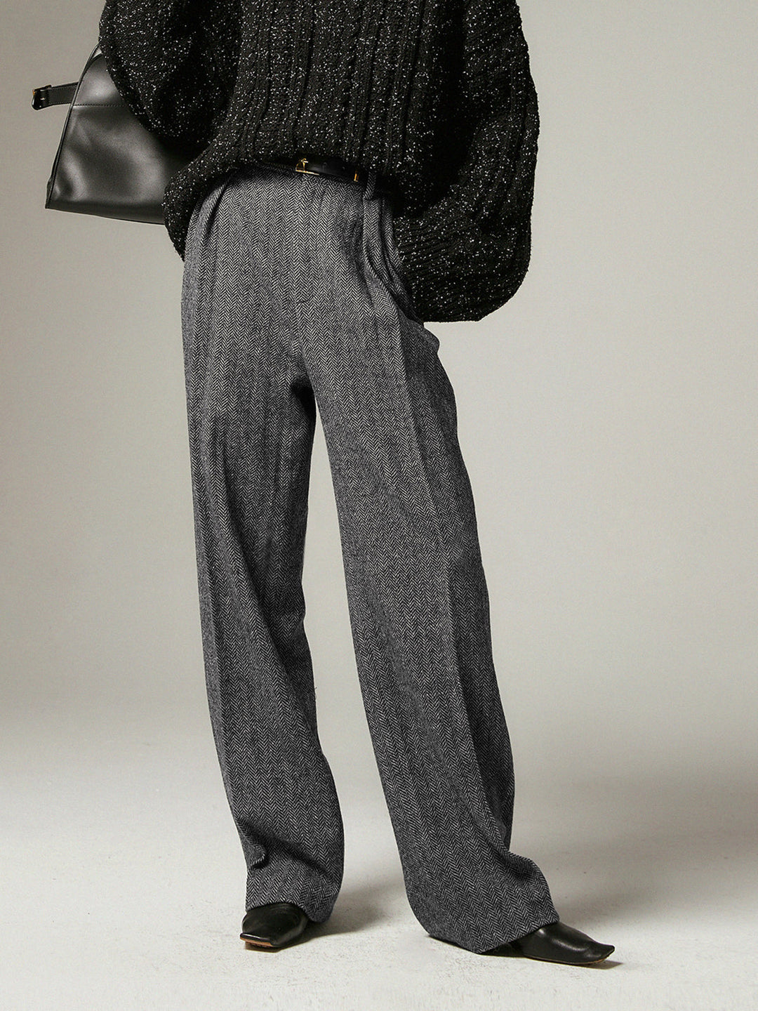 Alessia | Women's Grey Wide Leg Trousers