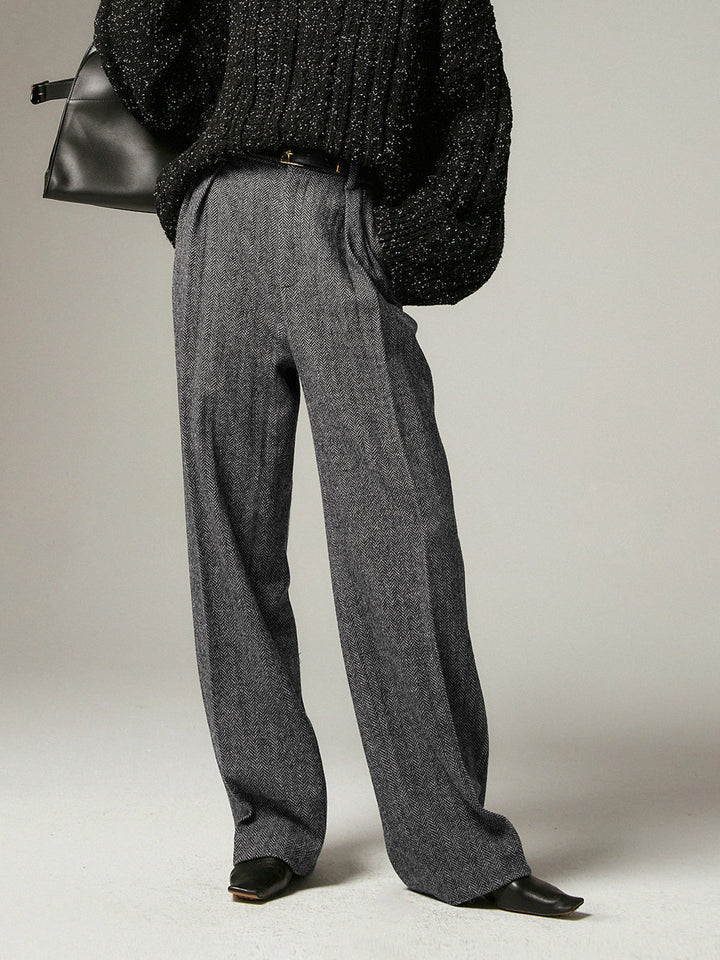 Alessia | Women's Grey Wide Leg Trousers