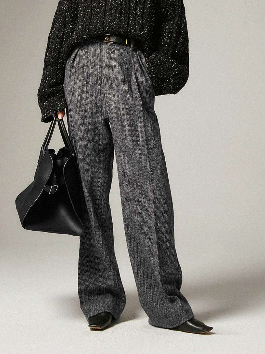 Alessia | Women's Grey Wide Leg Trousers