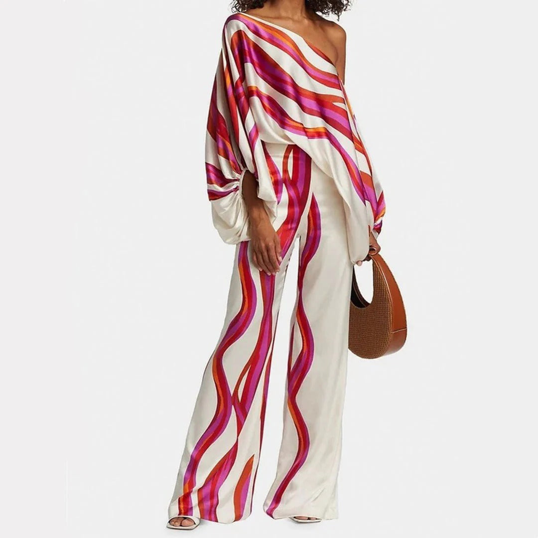 Women's Off-the-Shoulder Wide Leg Pants Set