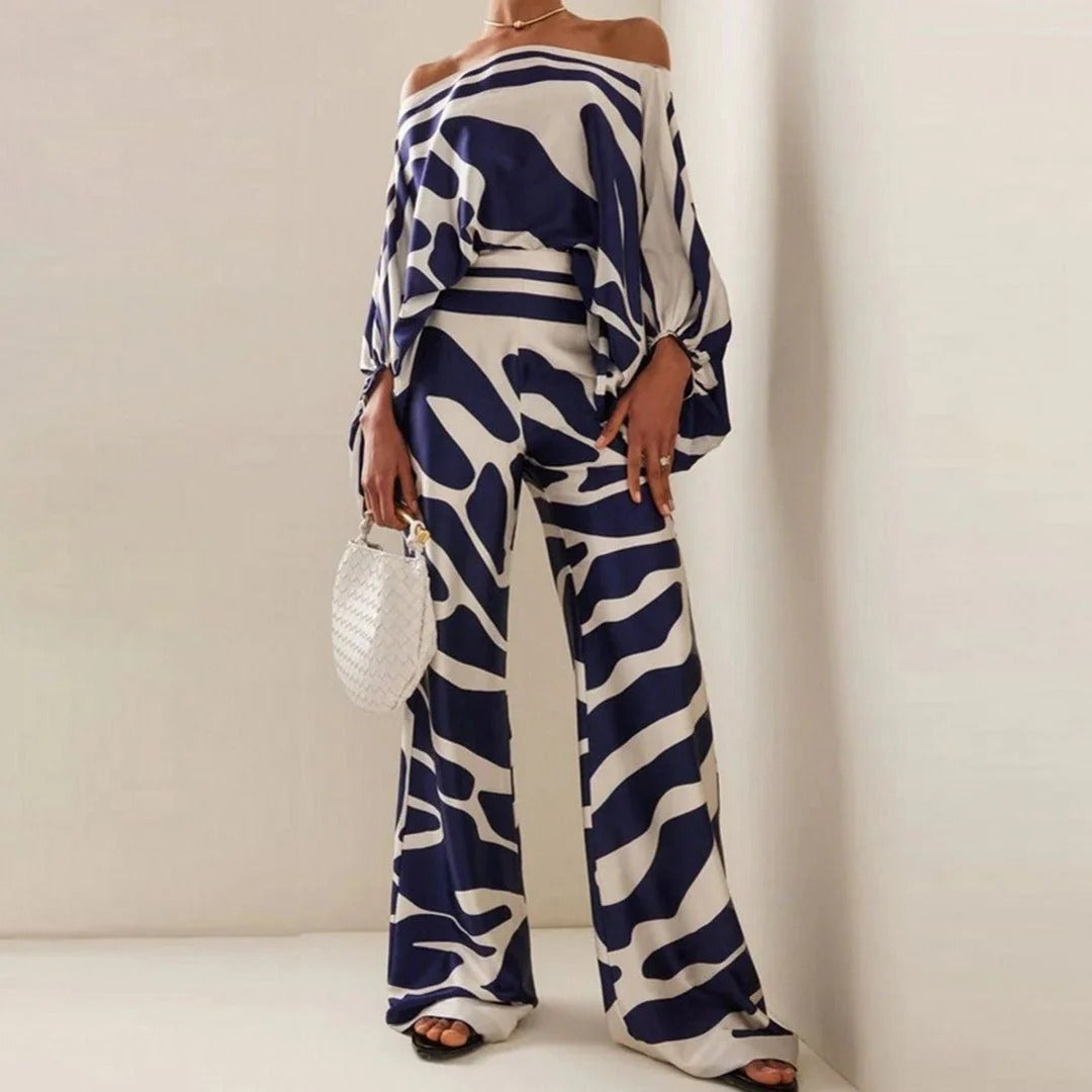 Women's Off-the-Shoulder Wide Leg Pants Set