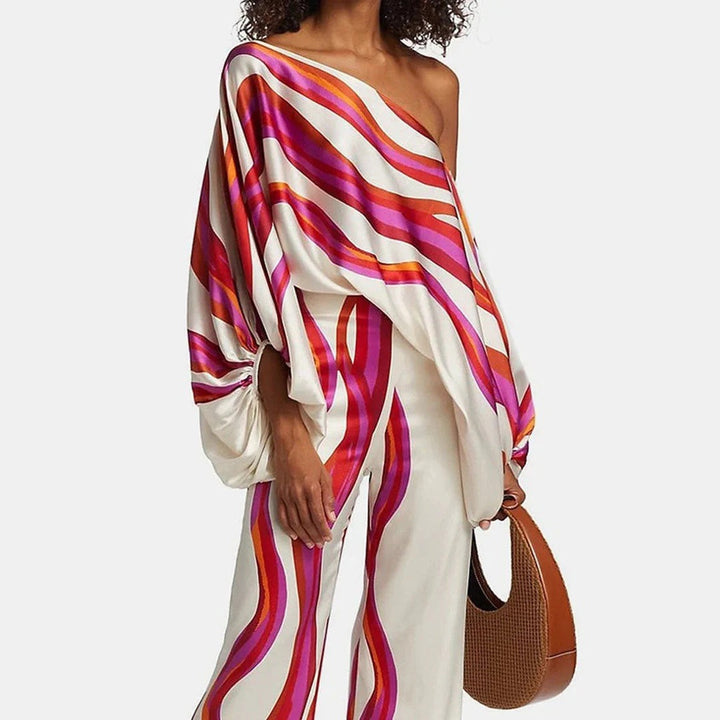 Women's Off-the-Shoulder Wide Leg Pants Set