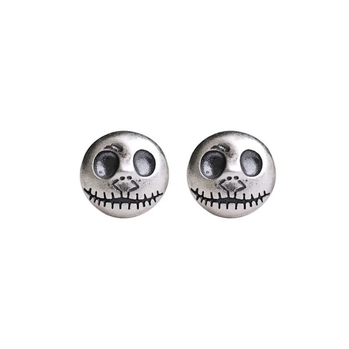 Halloween's Sterling Silver Skull Earrings with Pumpkin Design
