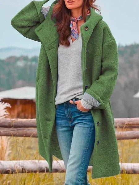 Women's Button-Front Warm Wool Coat