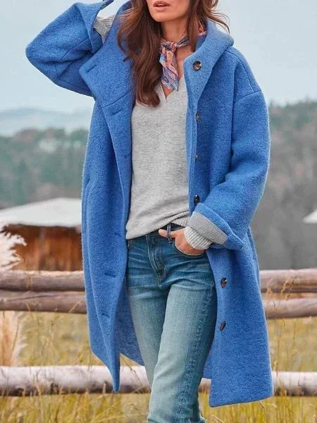 Women's Button-Front Warm Wool Coat