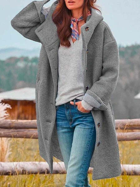 Women's Button-Front Warm Wool Coat