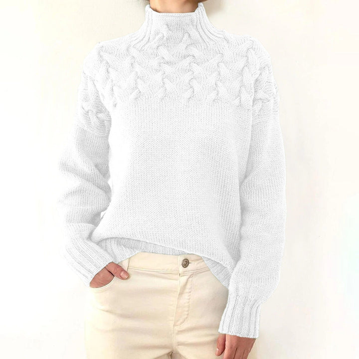 Women's Cable Knit Turtleneck Sweater in Holiday Style