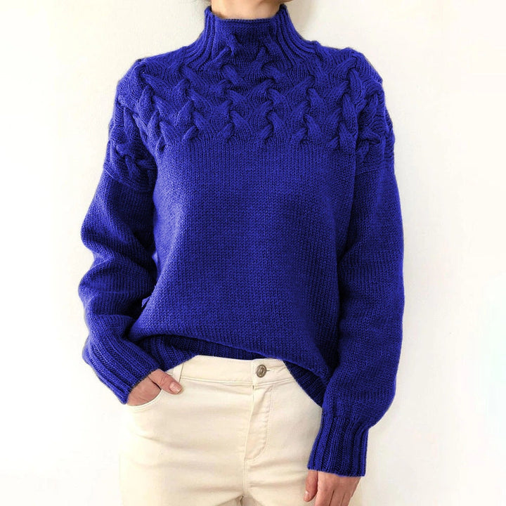 Women's Cable Knit Turtleneck Sweater in Holiday Style