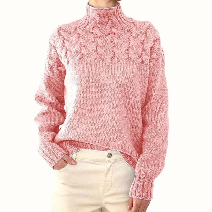 Women's Cable Knit Turtleneck Sweater in Holiday Style