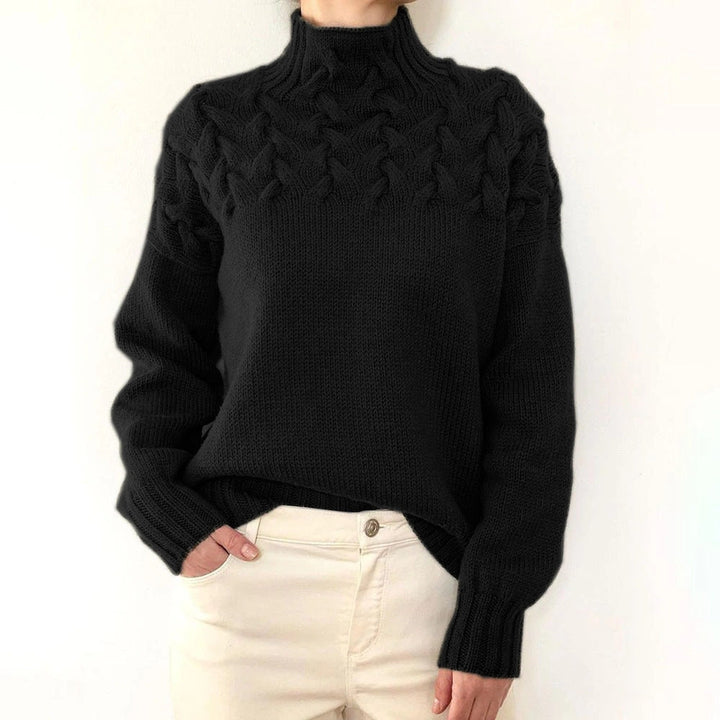 Women's Cable Knit Turtleneck Sweater in Holiday Style