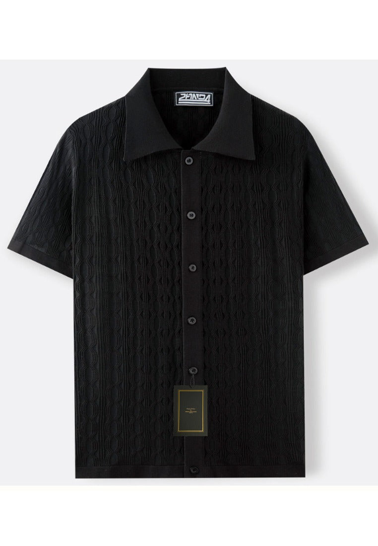 Men's Structured Short Sleeve Knitting Shirt
