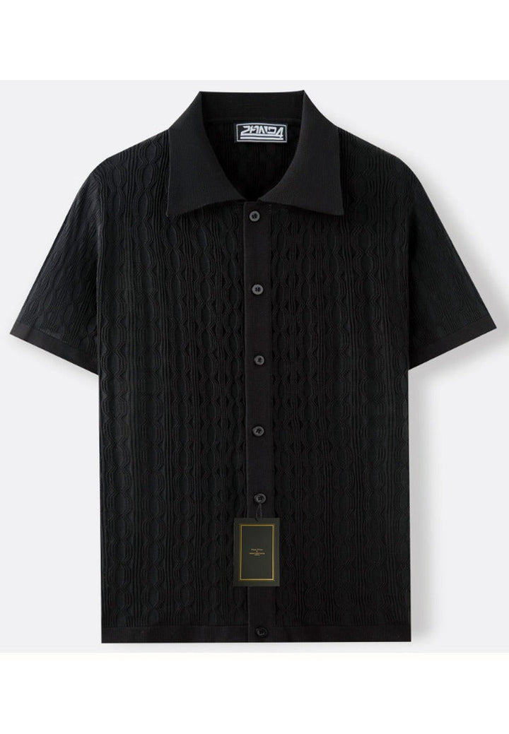 Men's Structured Short Sleeve Knitting Shirt