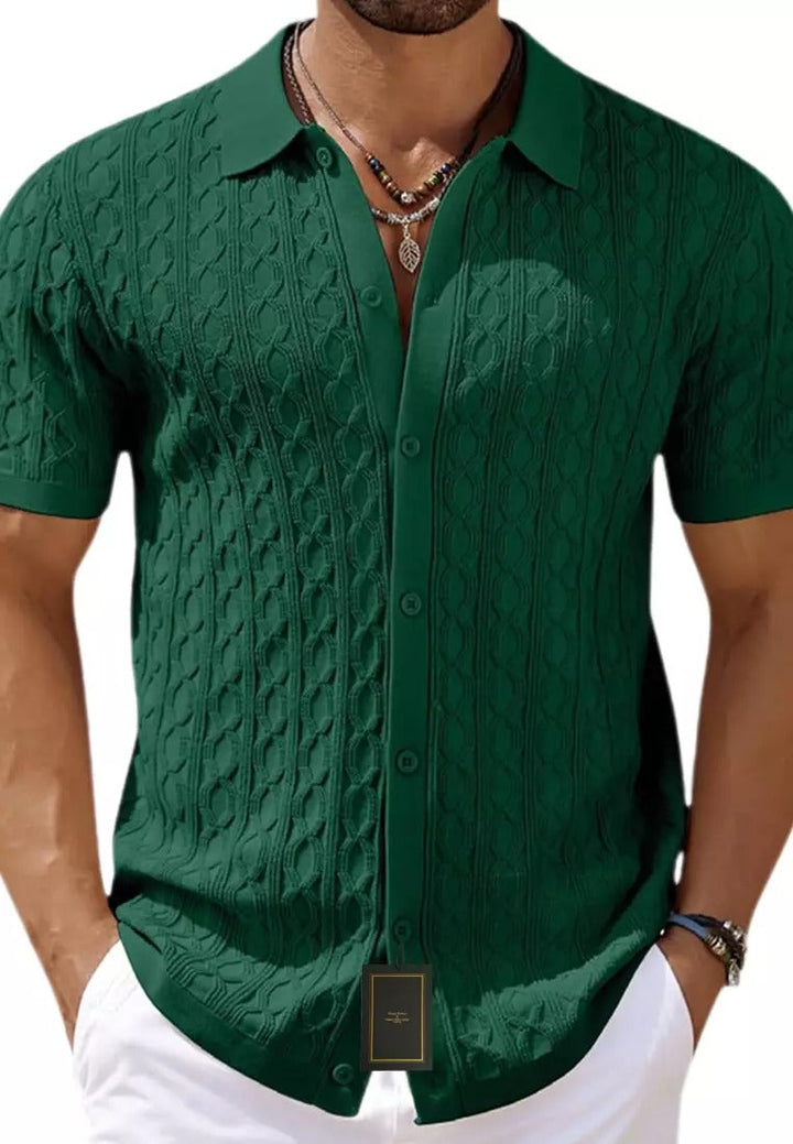 Men's Structured Short Sleeve Knitting Shirt