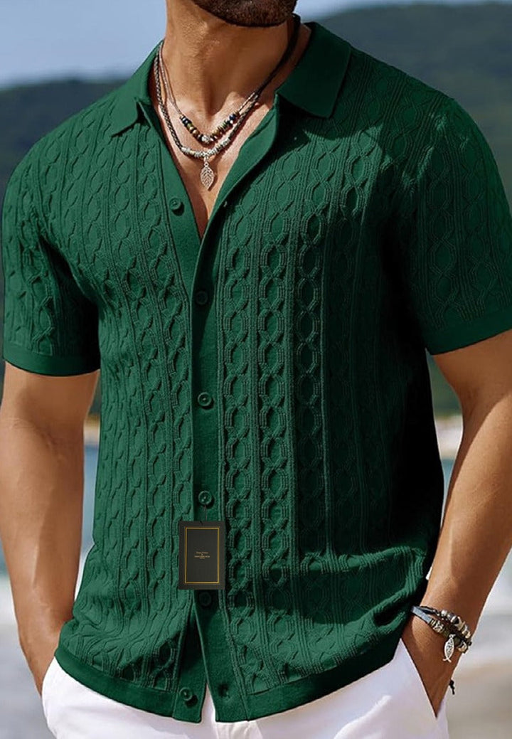 Men's Structured Short Sleeve Knitting Shirt
