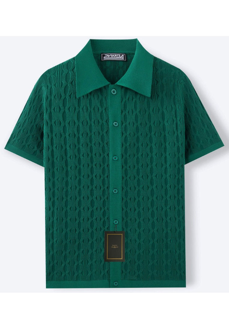 Men's Structured Short Sleeve Knitting Shirt
