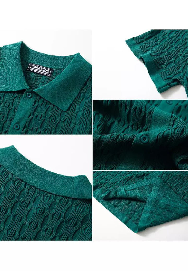 Men's Structured Short Sleeve Knitting Shirt