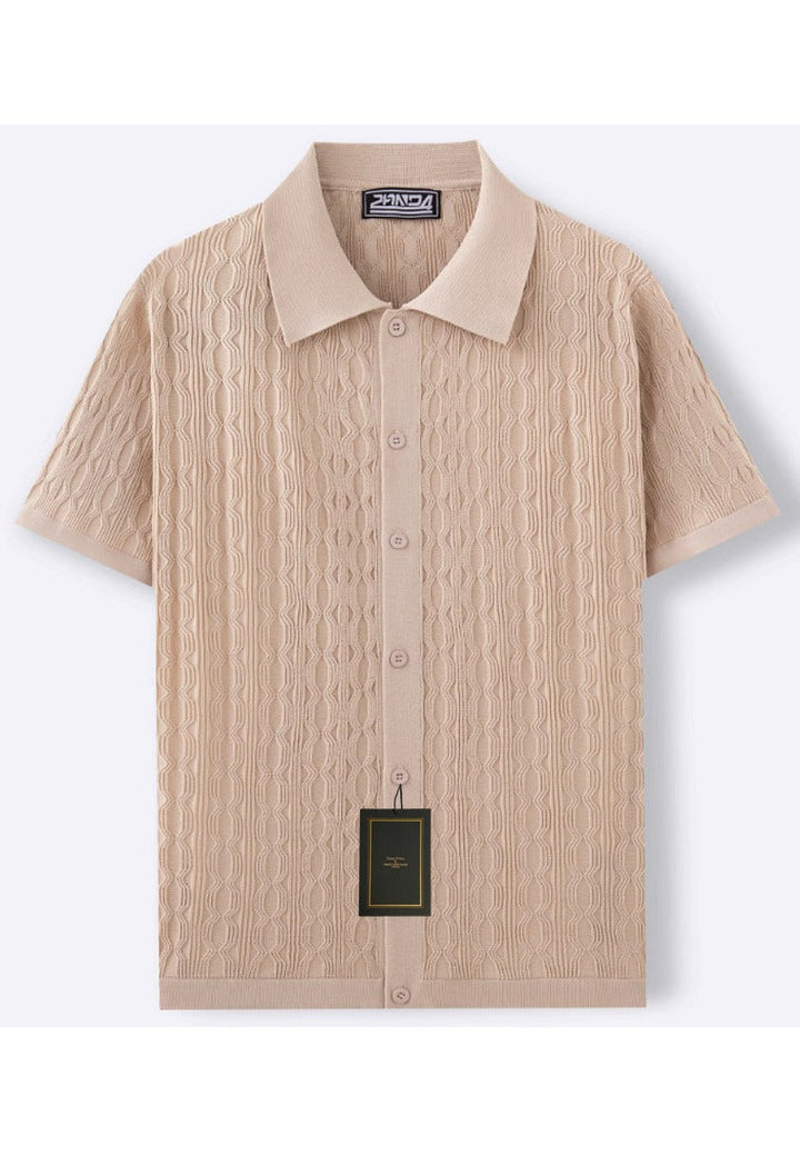 Men's Structured Short Sleeve Knitting Shirt