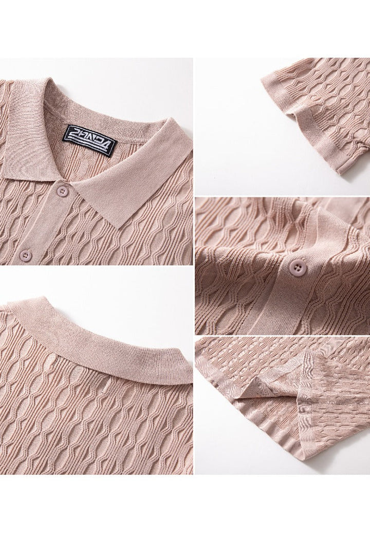 Men's Structured Short Sleeve Knitting Shirt