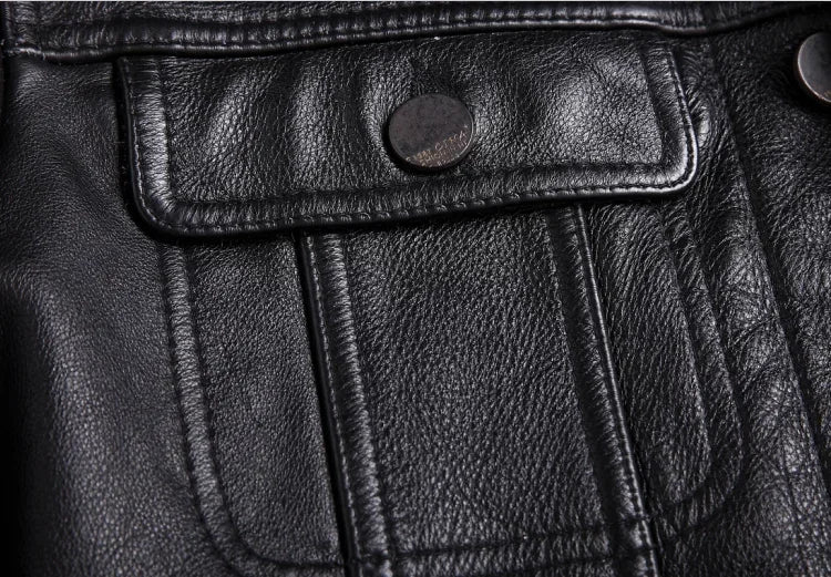 Men's Vintage Genuine Leather Button-Up Jacket