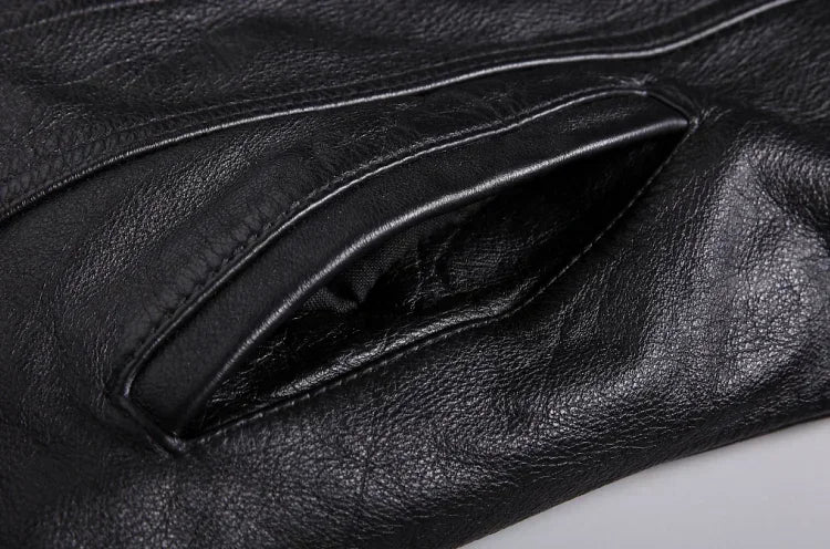 Men's Vintage Genuine Leather Button-Up Jacket
