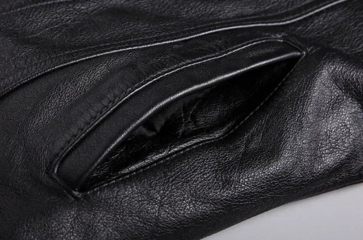 Men's Vintage Genuine Leather Button-Up Jacket