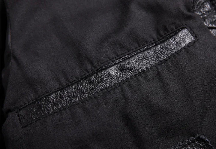 Men's Vintage Genuine Leather Button-Up Jacket