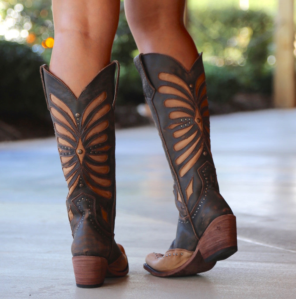 Women's Cutout Knee-High Boots with Studded Accents