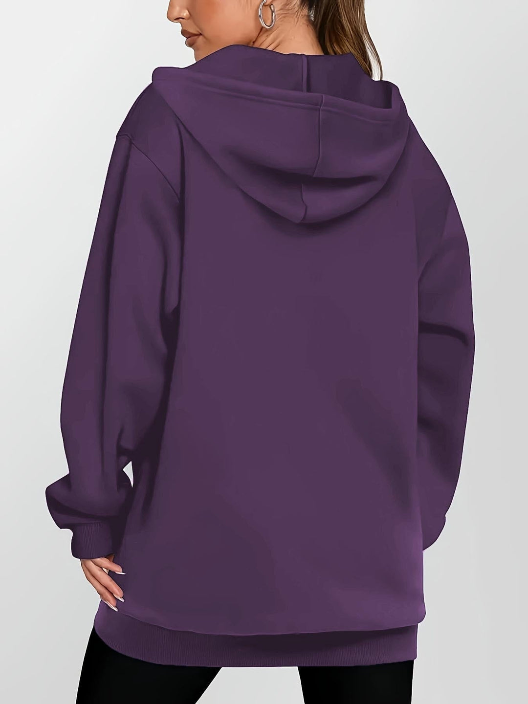 Women's Fitted Longline Hooded Jacket with Full Zip and Pockets