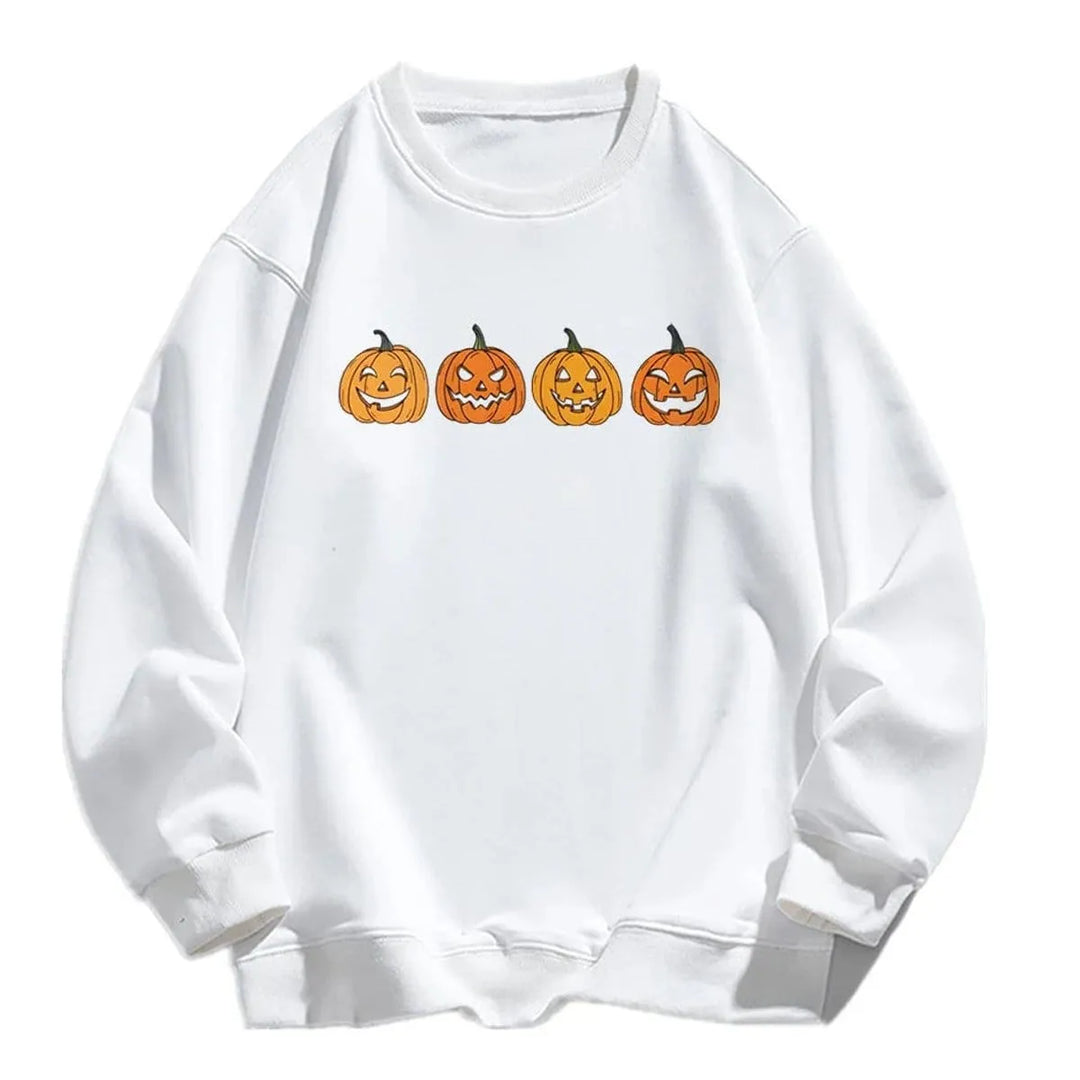 Women's Halloween Graphic Crewneck Sweatshirt - Jack-o-Lantern Design