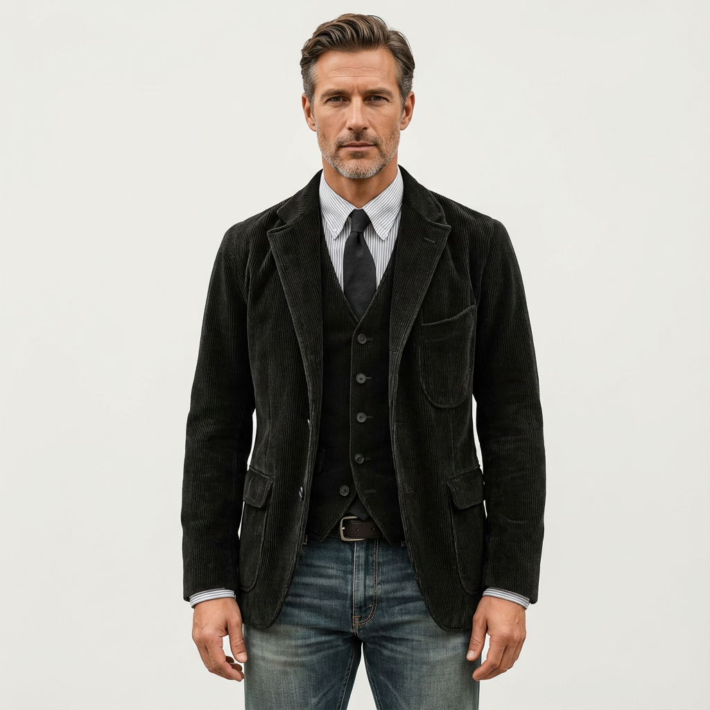 Men's Velvet Blazer and Vest Set