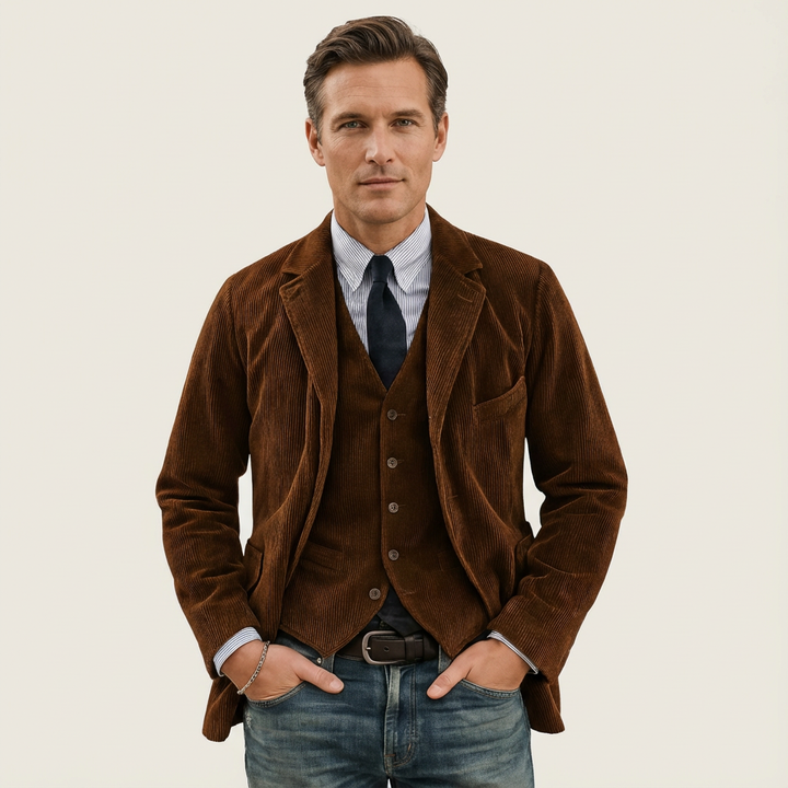 Men's Velvet Blazer and Vest Set