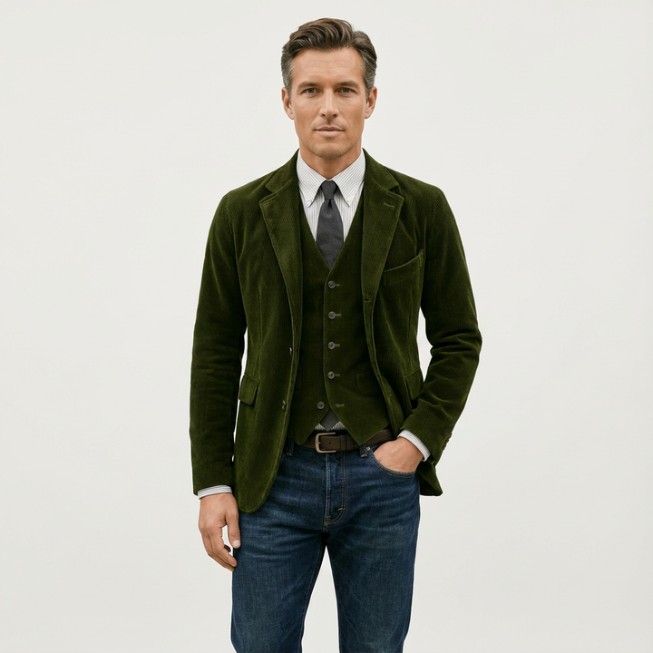Men's Velvet Blazer and Vest Set