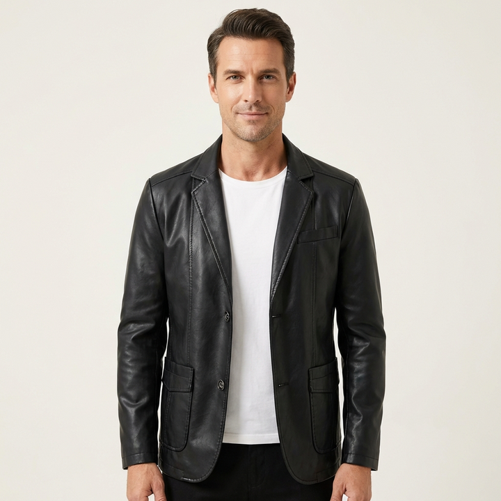 Men's Leather Blazer Jacket