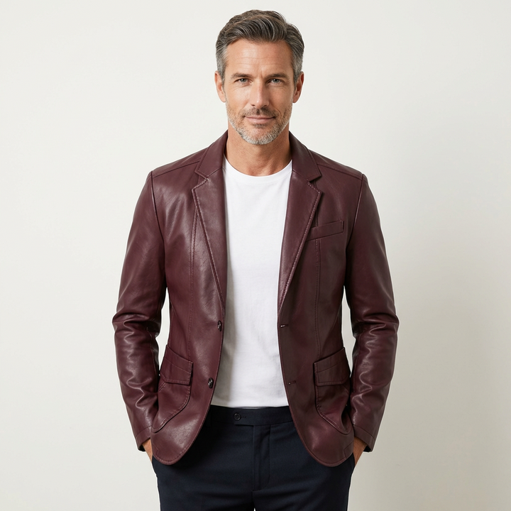 Men's Leather Blazer Jacket