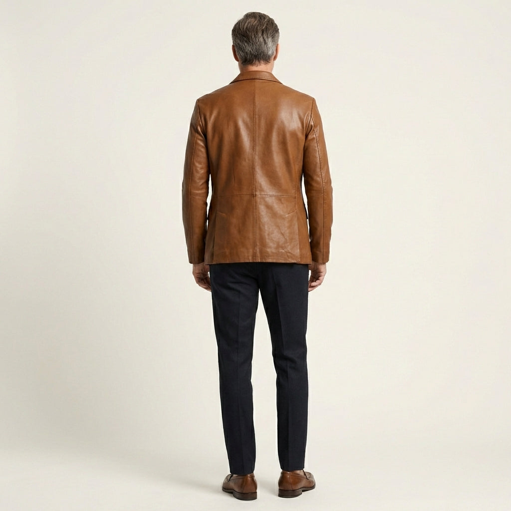 Men's Leather Blazer Jacket