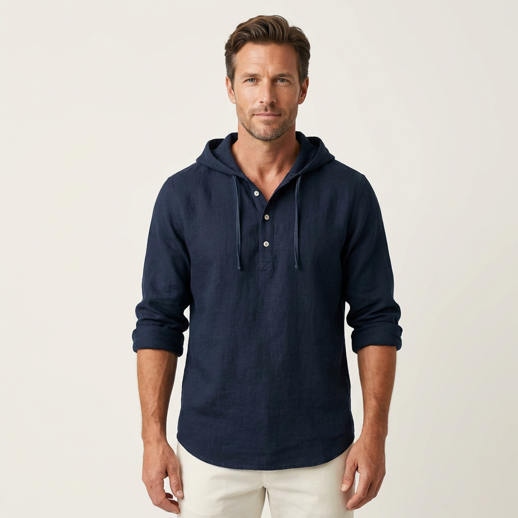 Men's Premium Cotton Shirt with Modern Hooded Design